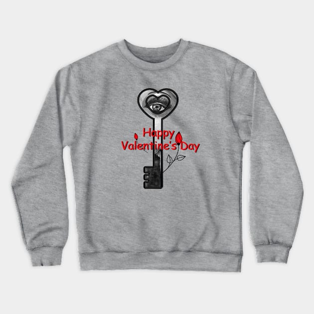 Happy Valentines Day Gift with the Key & Flowers Crewneck Sweatshirt by ESSED